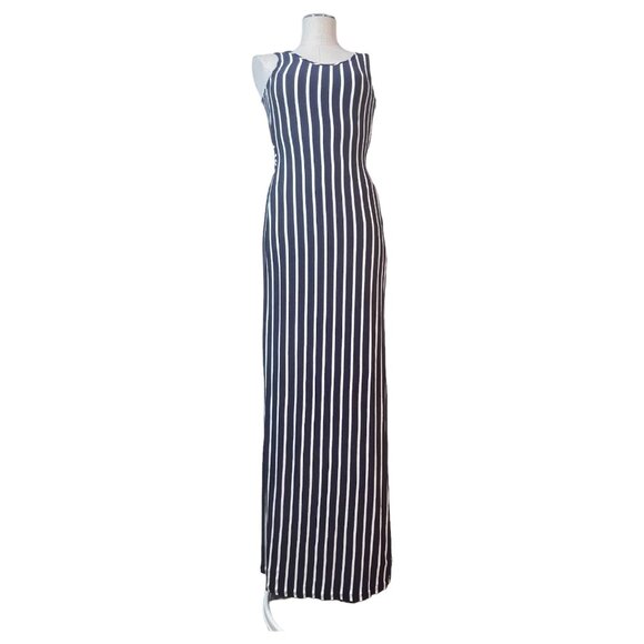 Womens Windsor Navy And White Striped Maxi Dress Size Small Cut Out Back Summer - Picture 1 of 10